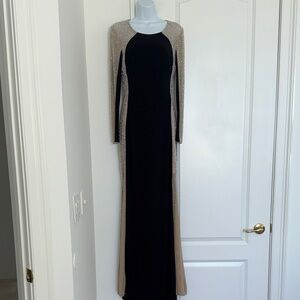 Chic Black and Silver Long Sleeve Gown